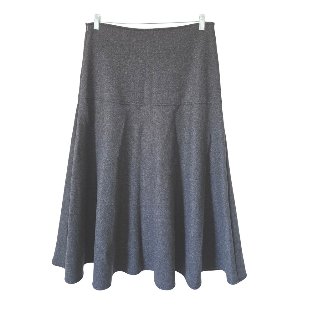 OGL Move Charcoal Grey Knit A-Line Midi Skirt High Waisted Side Zip Womens L NWT